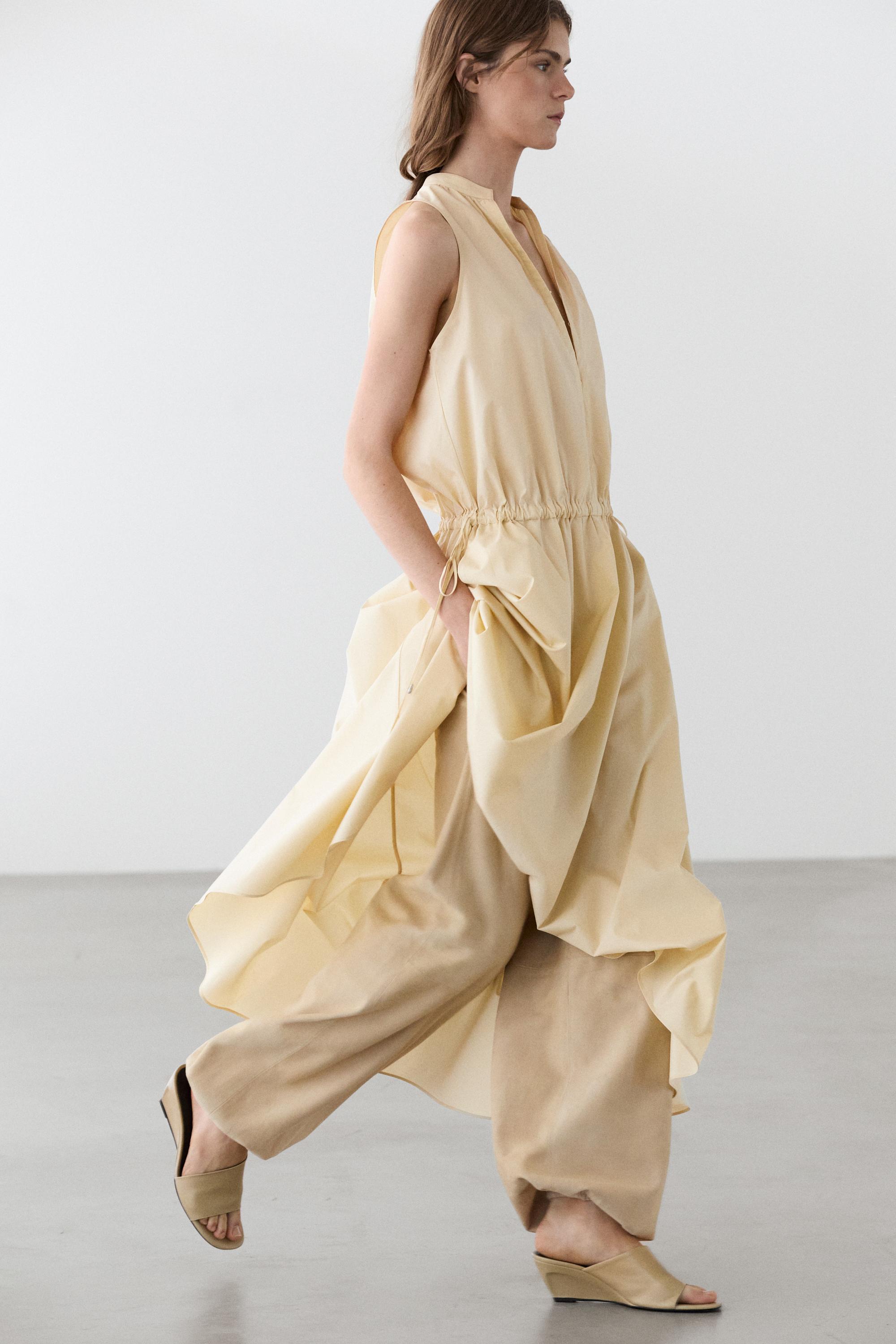 Robe midi 100 % coton taille élastiquée
